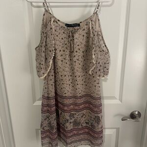 Society Beige and Pink Patterned Mini Dress